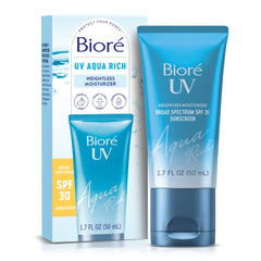 Biore UV Aqua Rich SPF 30 bottle front shows lightweight protection