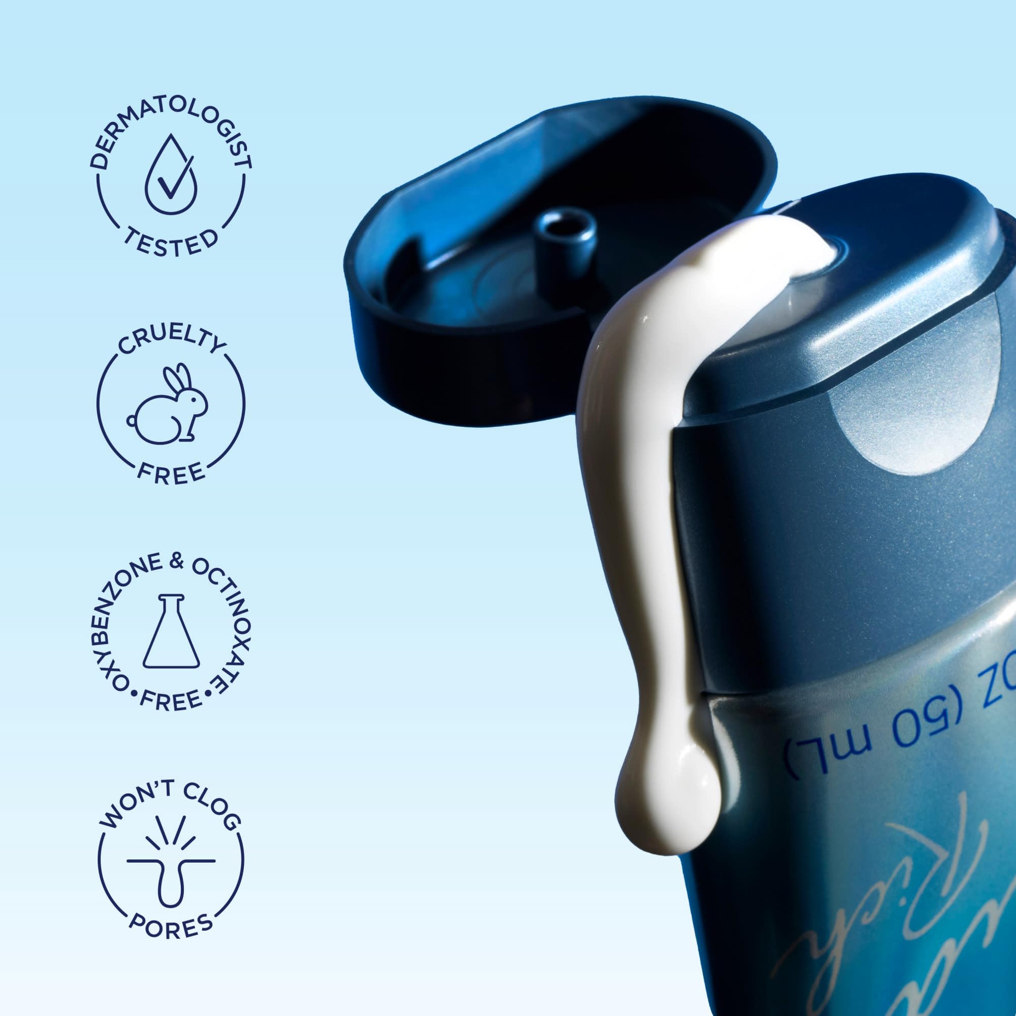 Biore UV Aqua Rich packaging with dermatologist-tested badge for sensitive skin