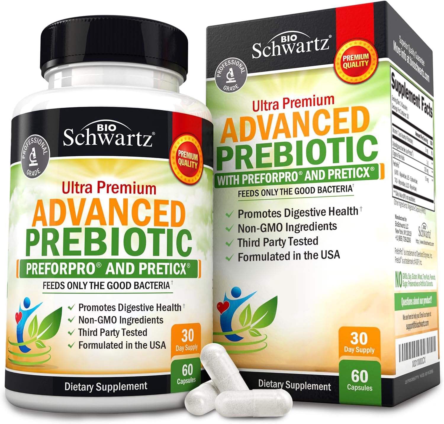 BioSchwartz Advanced Prebiotics bottle front for everyday digestive support