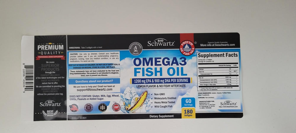 BioSchwartz bottle with label and dosing info conveys transparency.