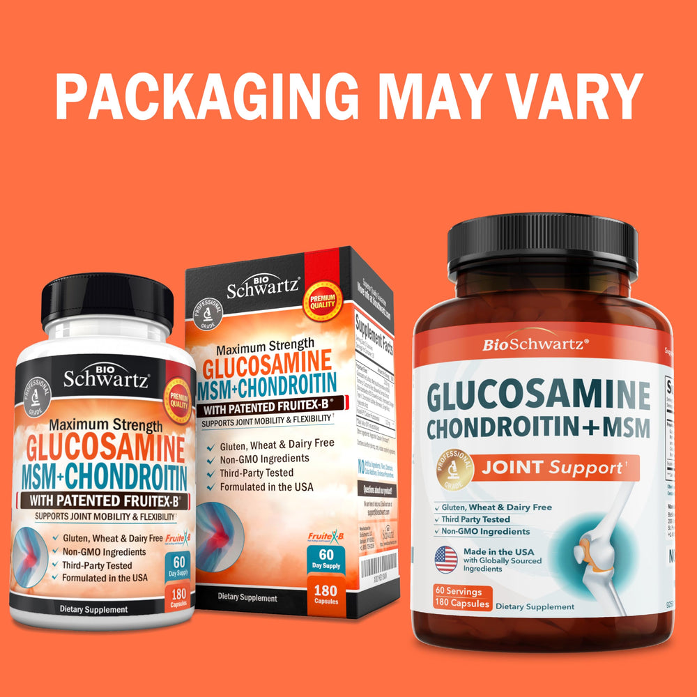 BioSchwartz capsules glucosamine chondroitin msm for convenient daily joint support.
