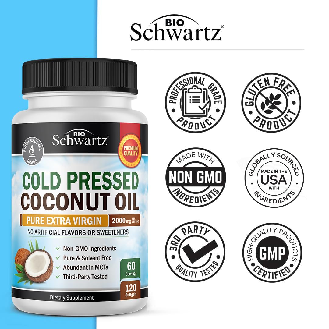 BioSchwartz coconut oil capsules pack for convenient daily use.