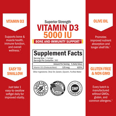 BioSchwartz D3 5000 IU label closeup highlights dosage details.