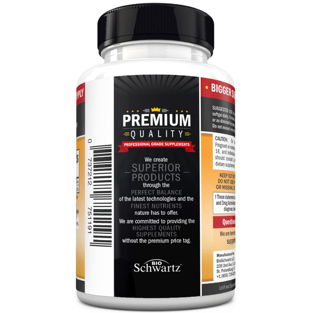 BioSchwartz D3 5000 IU non-GMO gluten-free label.