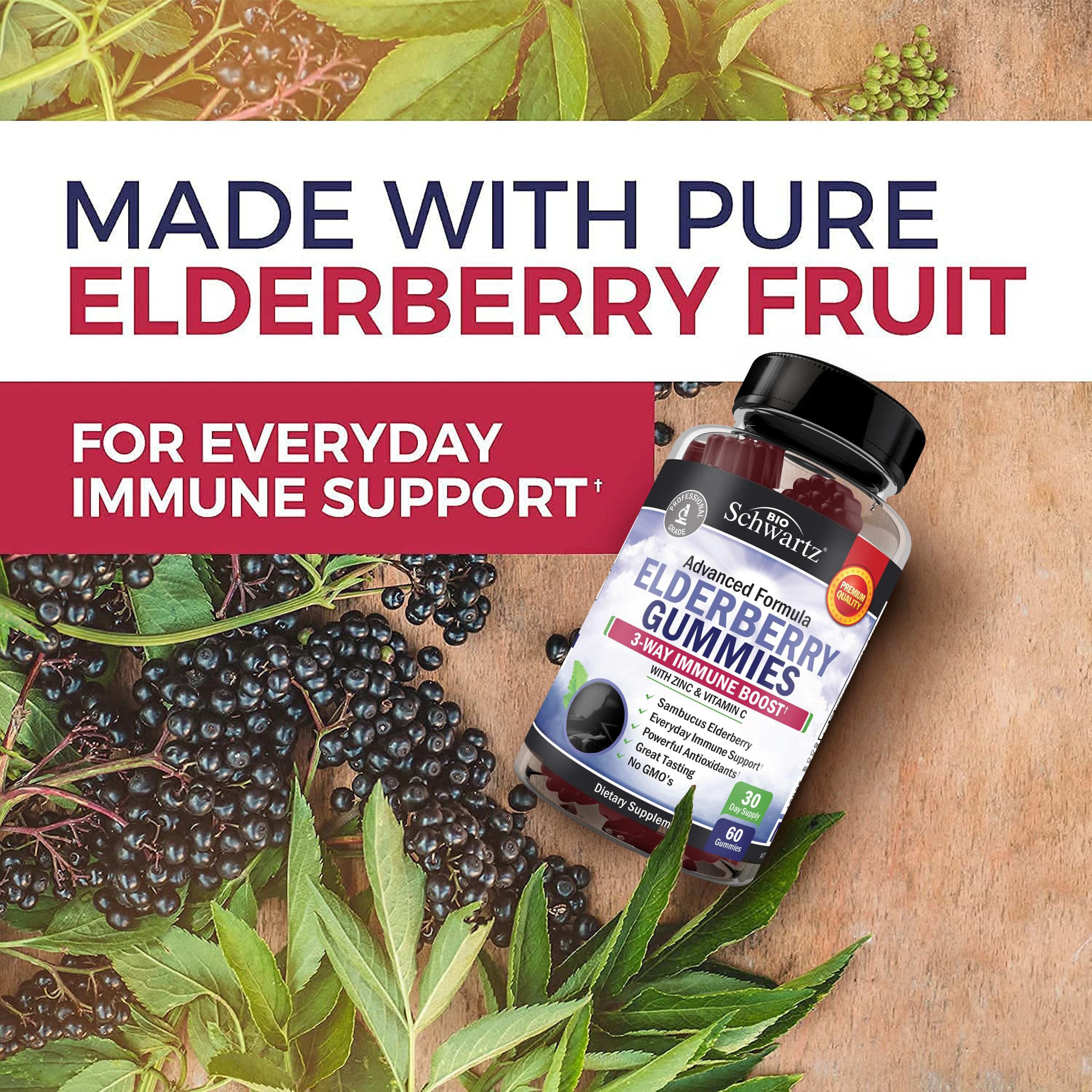 BioSchwartz Elderberry Gummies kids-adult-usage demonstrates simple, on-the-go daily immune routine.