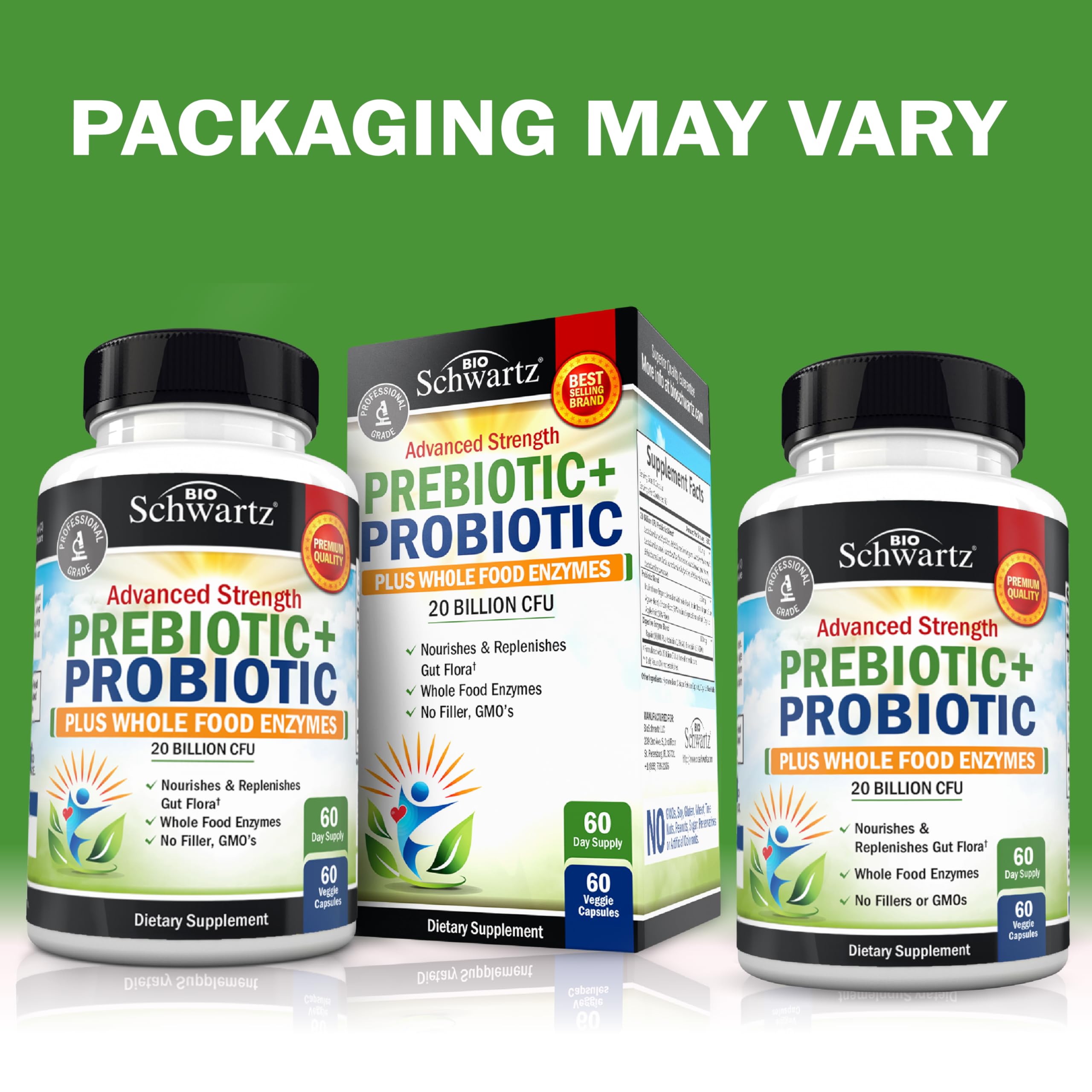 BioSchwartz L. Reuteri probiotic ingredient close-up emphasizes gut health support.