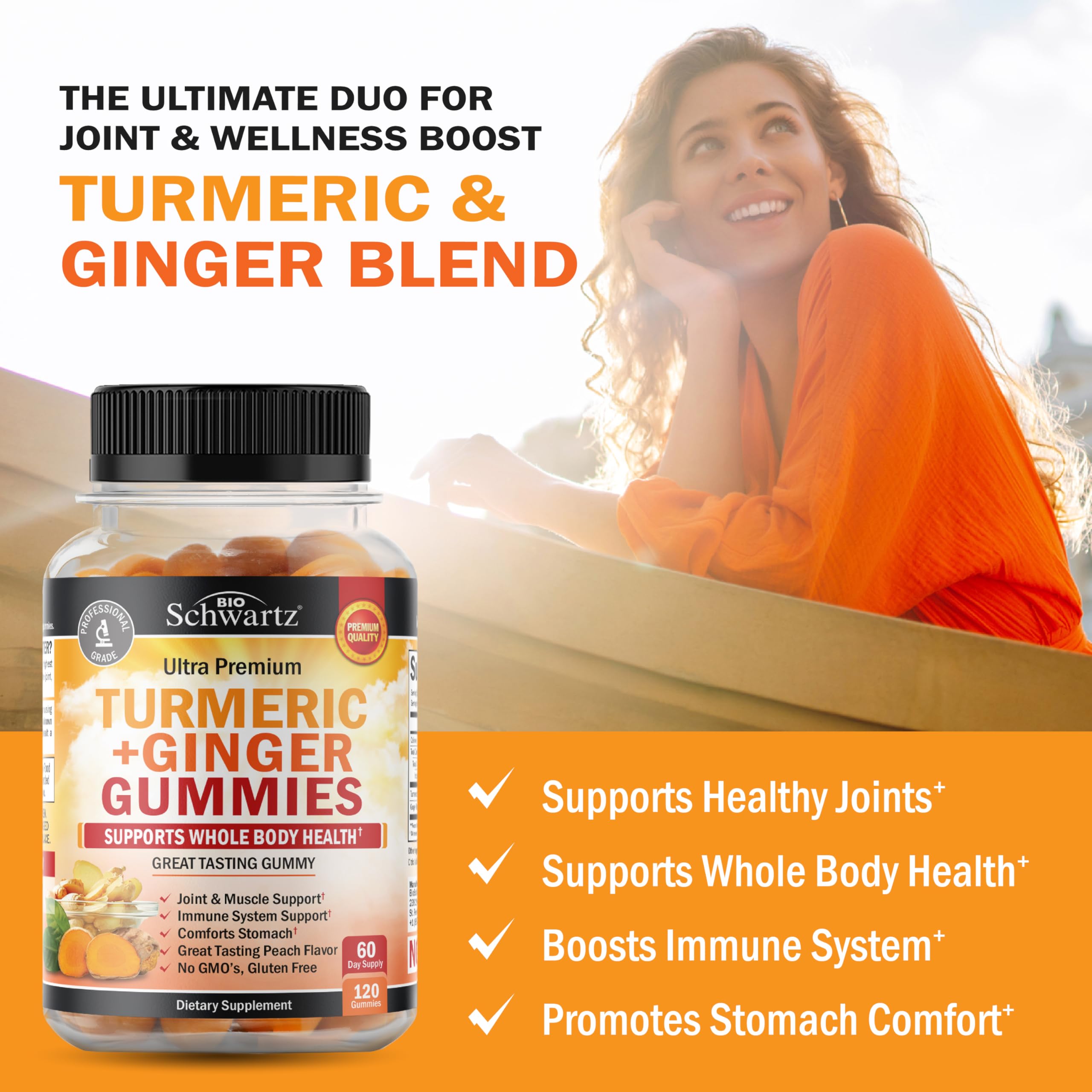 BioSchwartz peach gummies close up highlights flavor and easy swallow