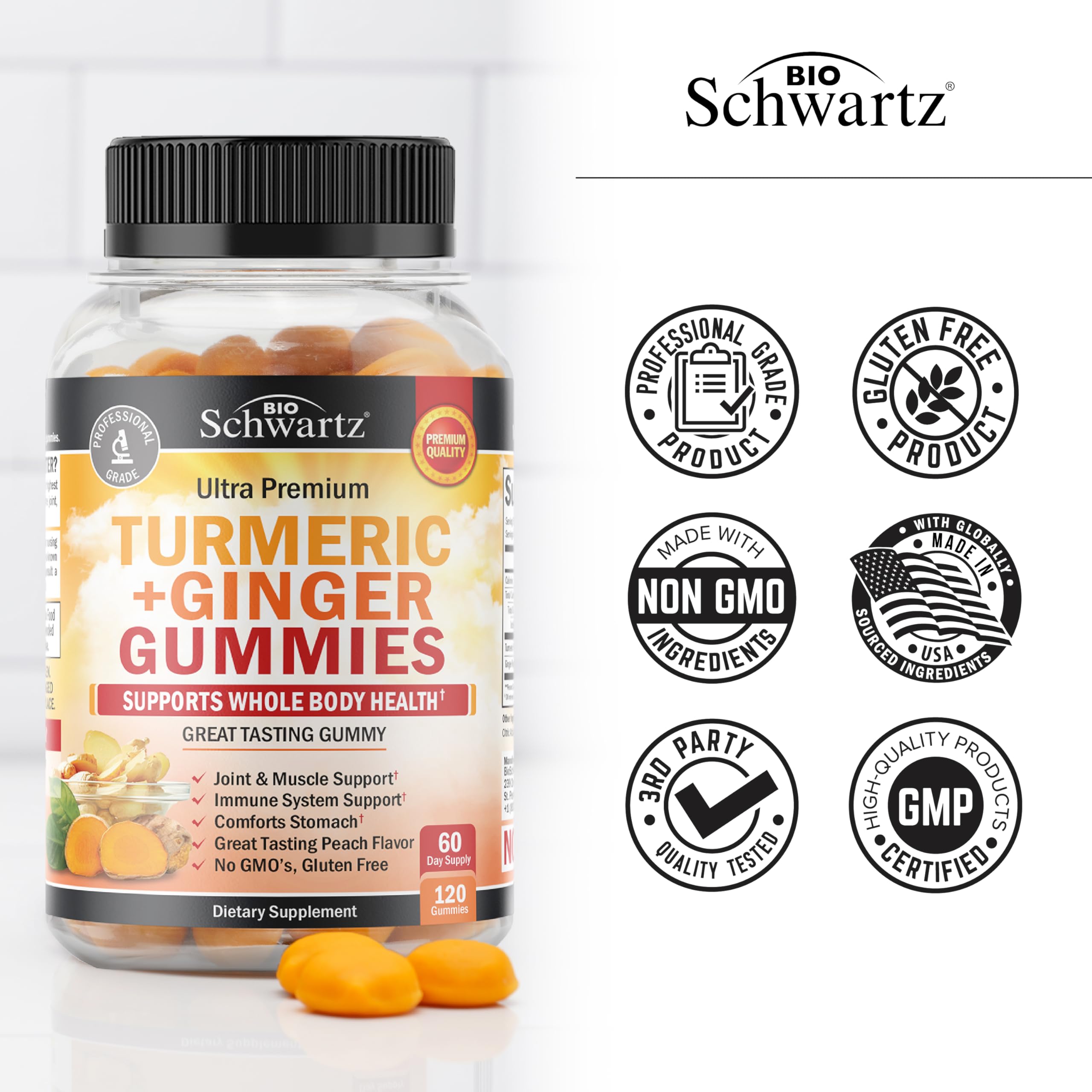 BioSchwartz turmeric ginger label close up signals high absorption potential