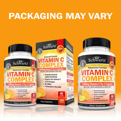 BioSchwartz Vitamin C Complex bottle label showing zinc and rose hips ingredients