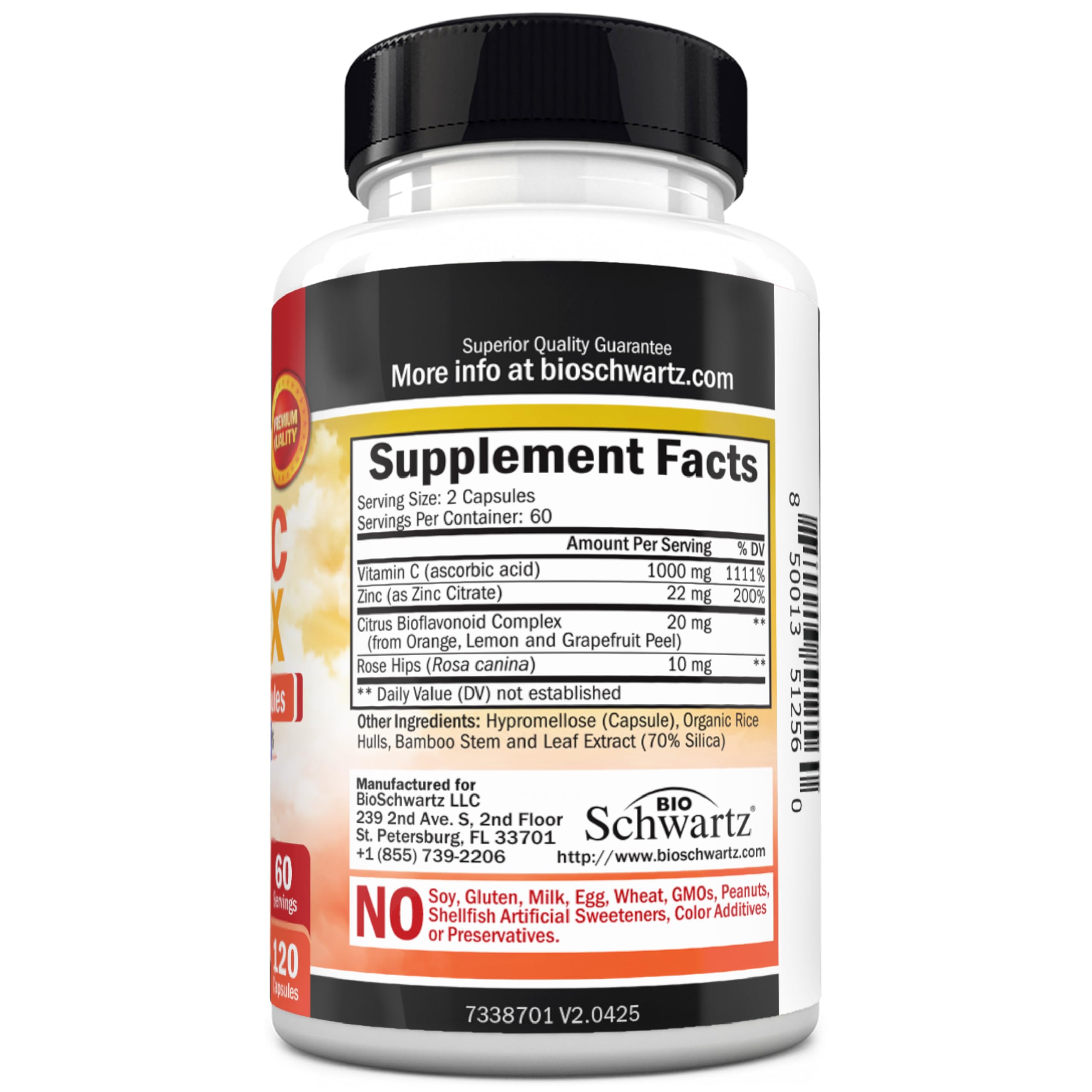 BioSchwartz Vitamin C Complex third-party tested seal and purity claim