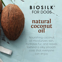 BioSilk for Dogs coconut oil formula nourishes skin and fur.