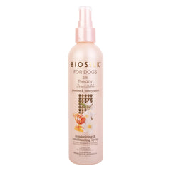 BioSilk for Dogs Silk Therapy Spray application shows quick between-bath refresh for a softer coat