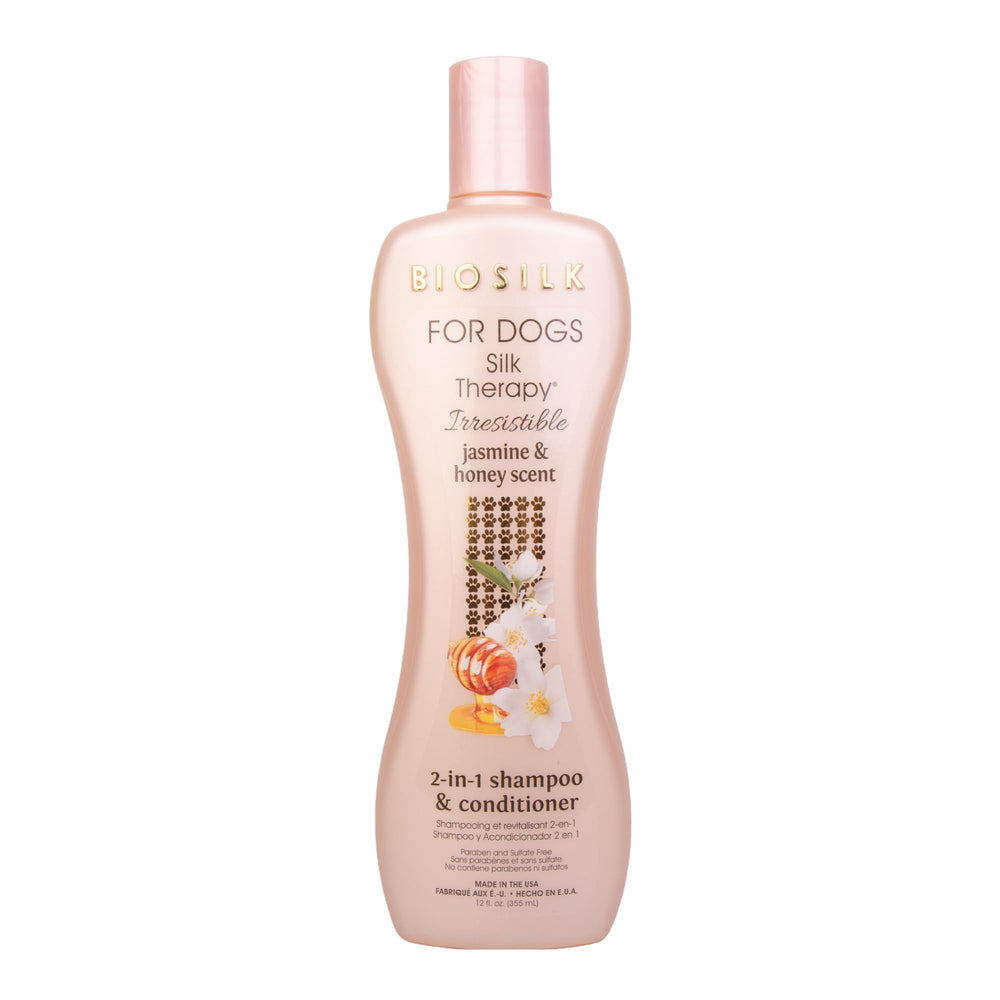 BioSilk for Dogs bottle pour—premium 2-in-1 cleanser for dogs.