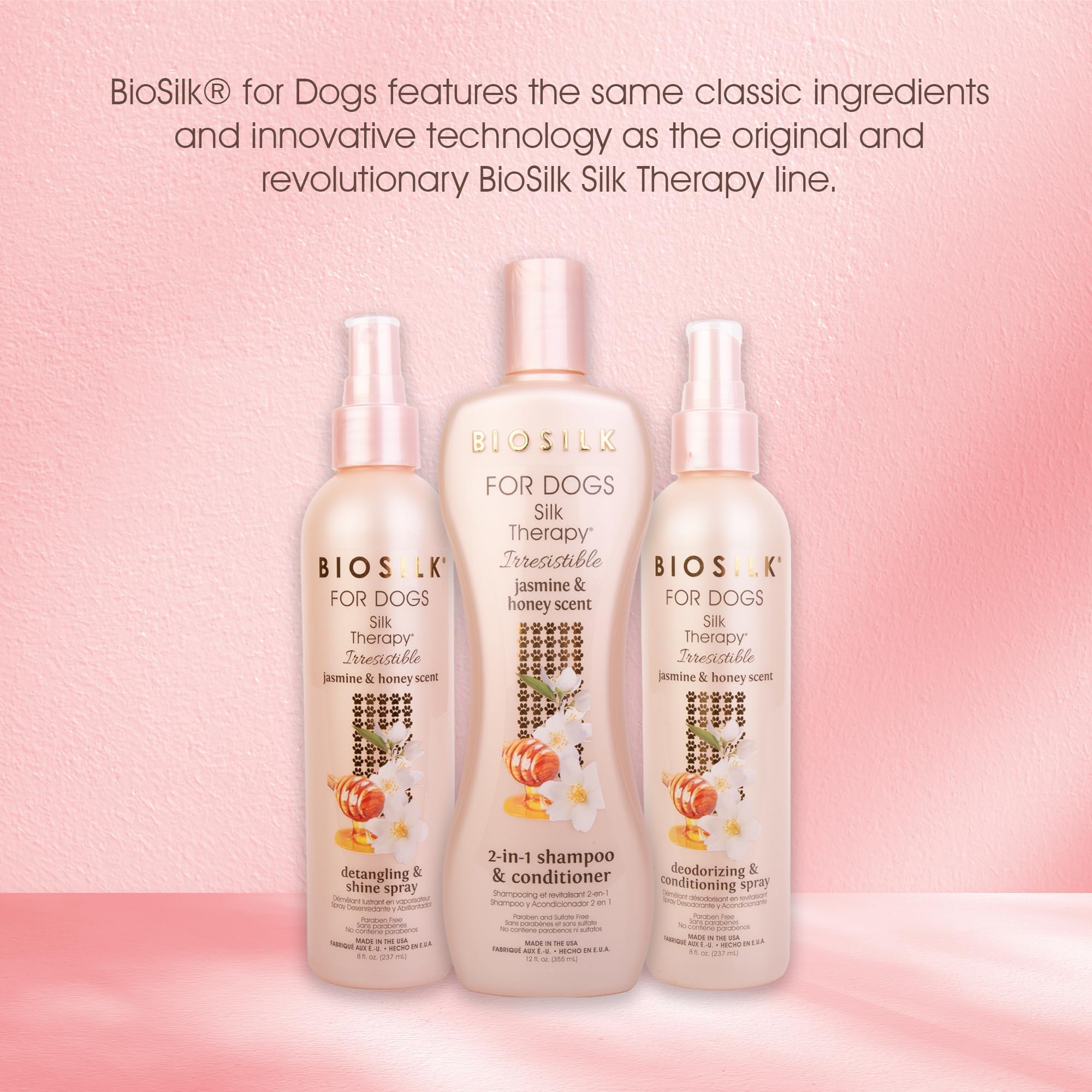 BioSilk for Dogs pH balanced formula safe with flea treatments.
