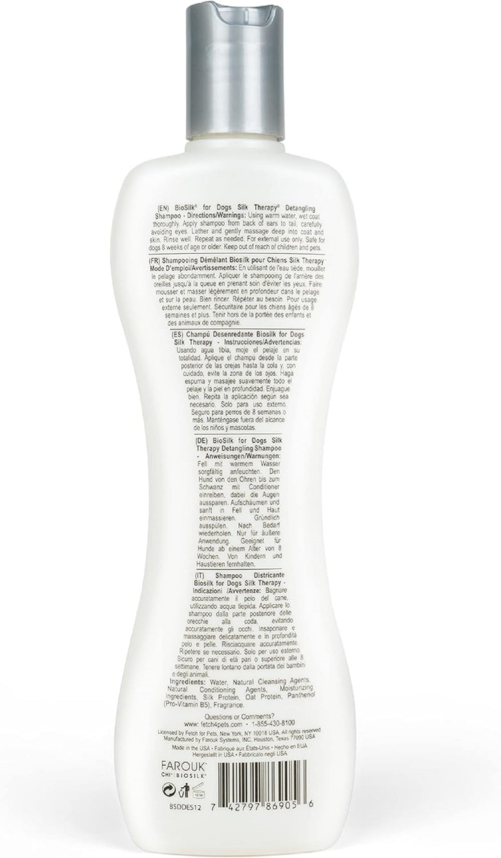 BioSilk for Dogs shampoo lather highlights detangling action on knotted coats.