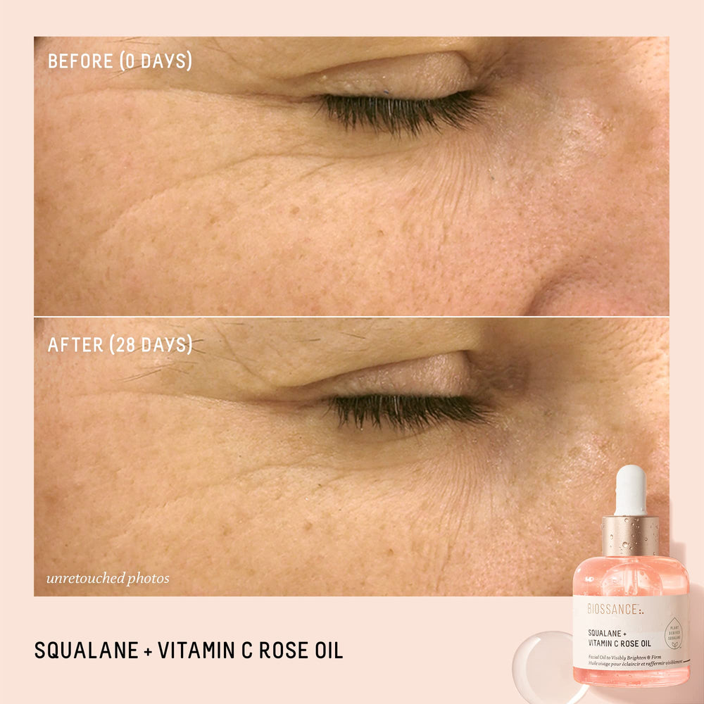BIOSSANCE Brightening serum swirl reveals luminous, even-toned skin.