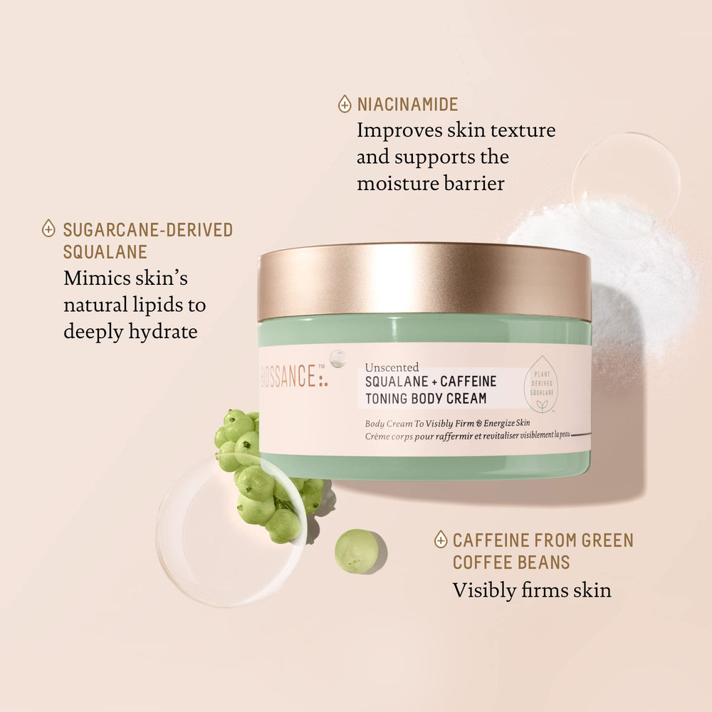 BIOSSANCE Squalane + Caffeine Toning Body Cream rich texture providing hydration