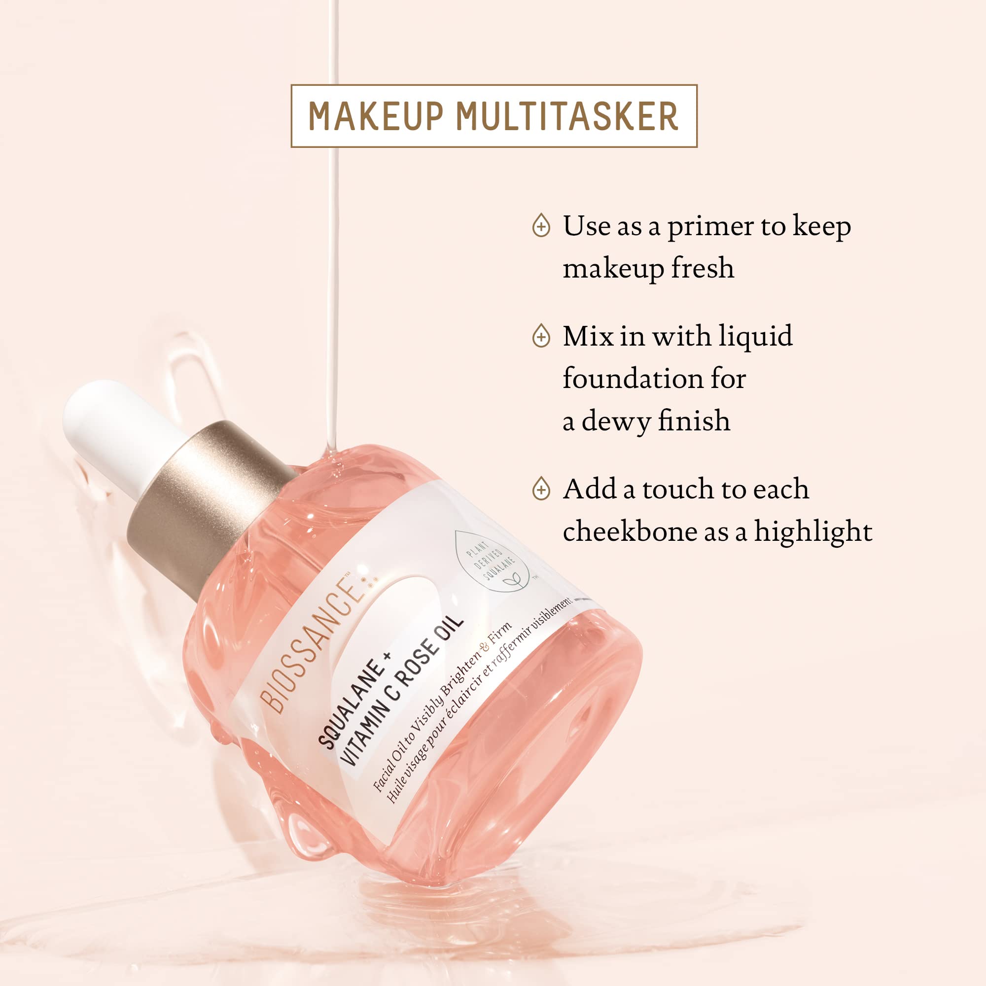 BIOSSANCE Squalane hydration serum pump delivers deep, non-greasy moisture.