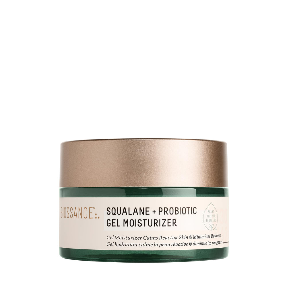 BIOSSANCE Squalane + Probiotic Balancing Gel Moisturizer bottle for daily hydration and balance.
