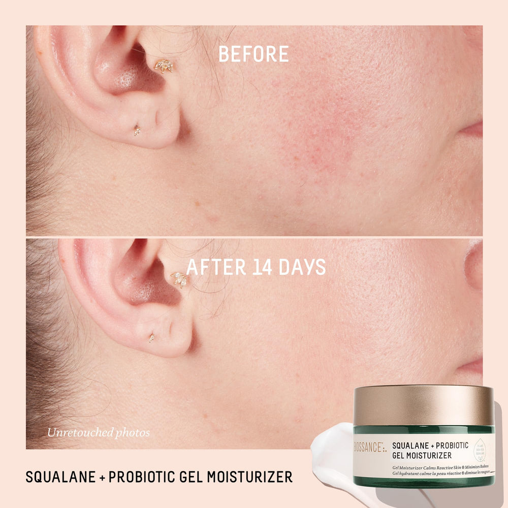 BIOSSANCE packaging label highlights encapsulated probiotics for a healthier skin microbiome.