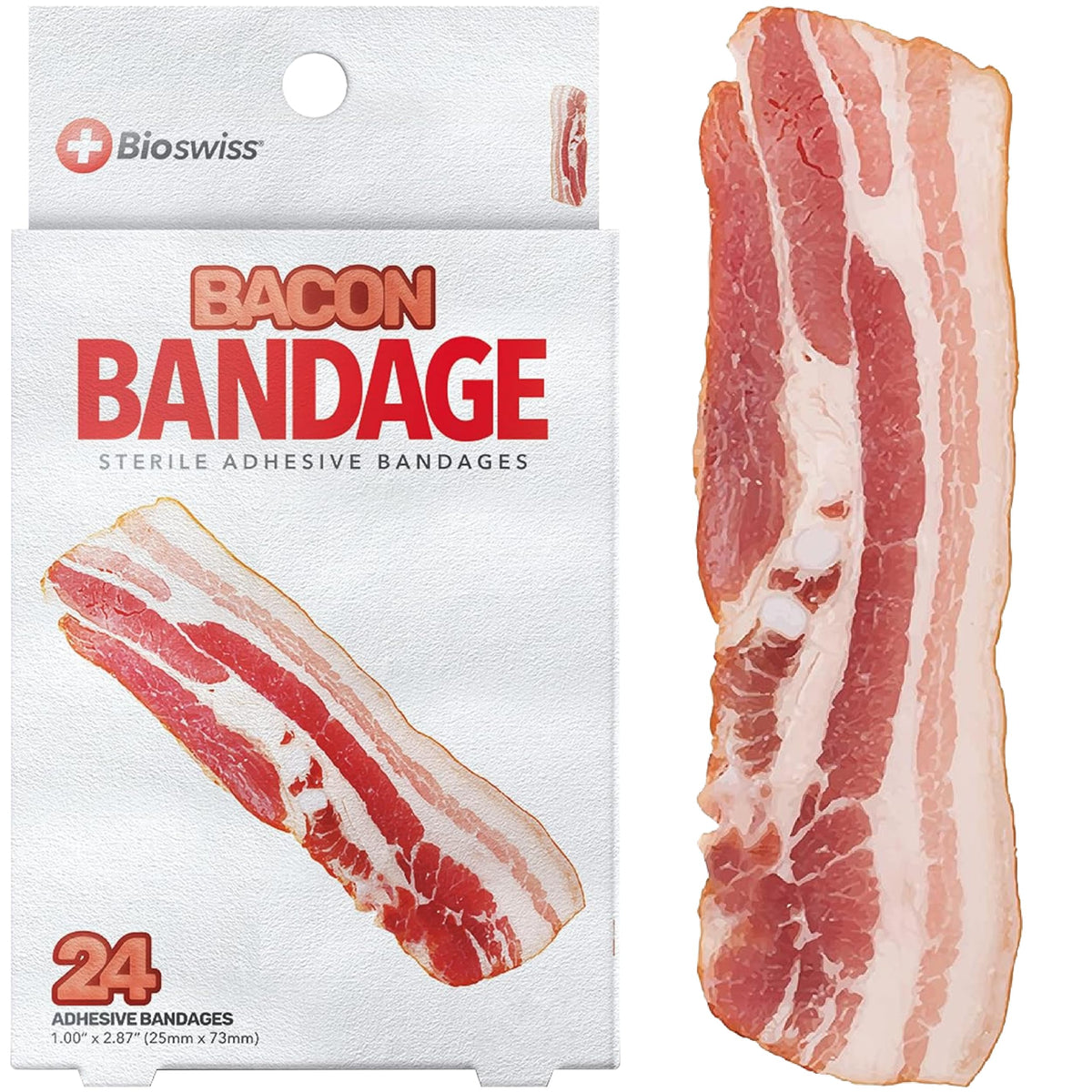 BioSwiss bacon bandages 24-count pack for quick wound protection on the go