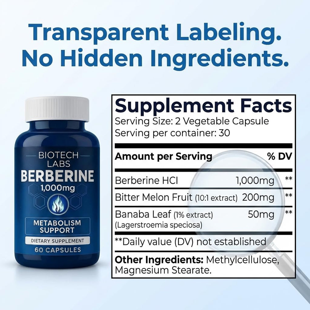 Biotech Labs Banaba leaf dried form highlights botanicals used in formula.