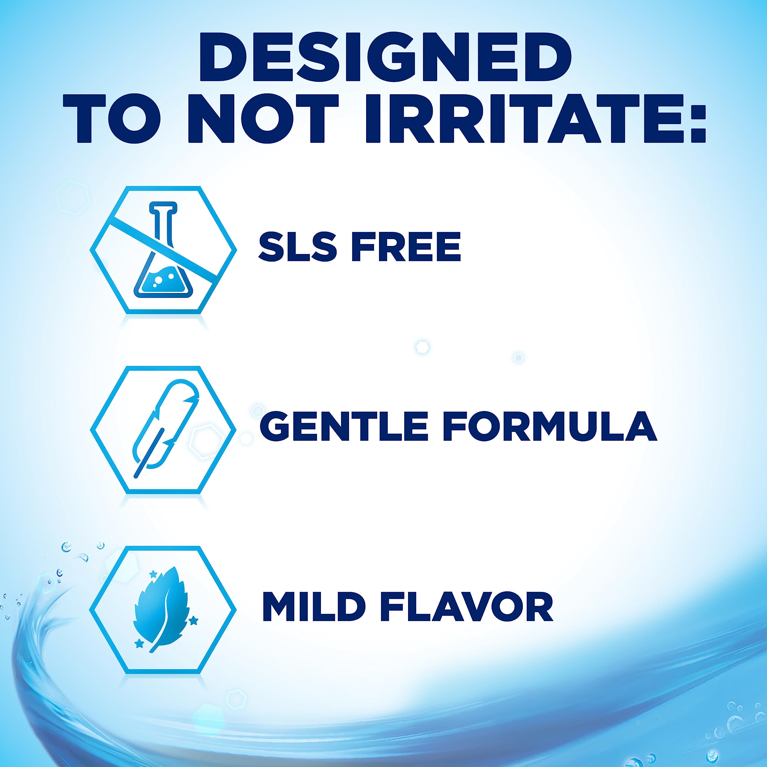Biotène dry mouth comfort cue emphasizes gentle cleansing without irritation.