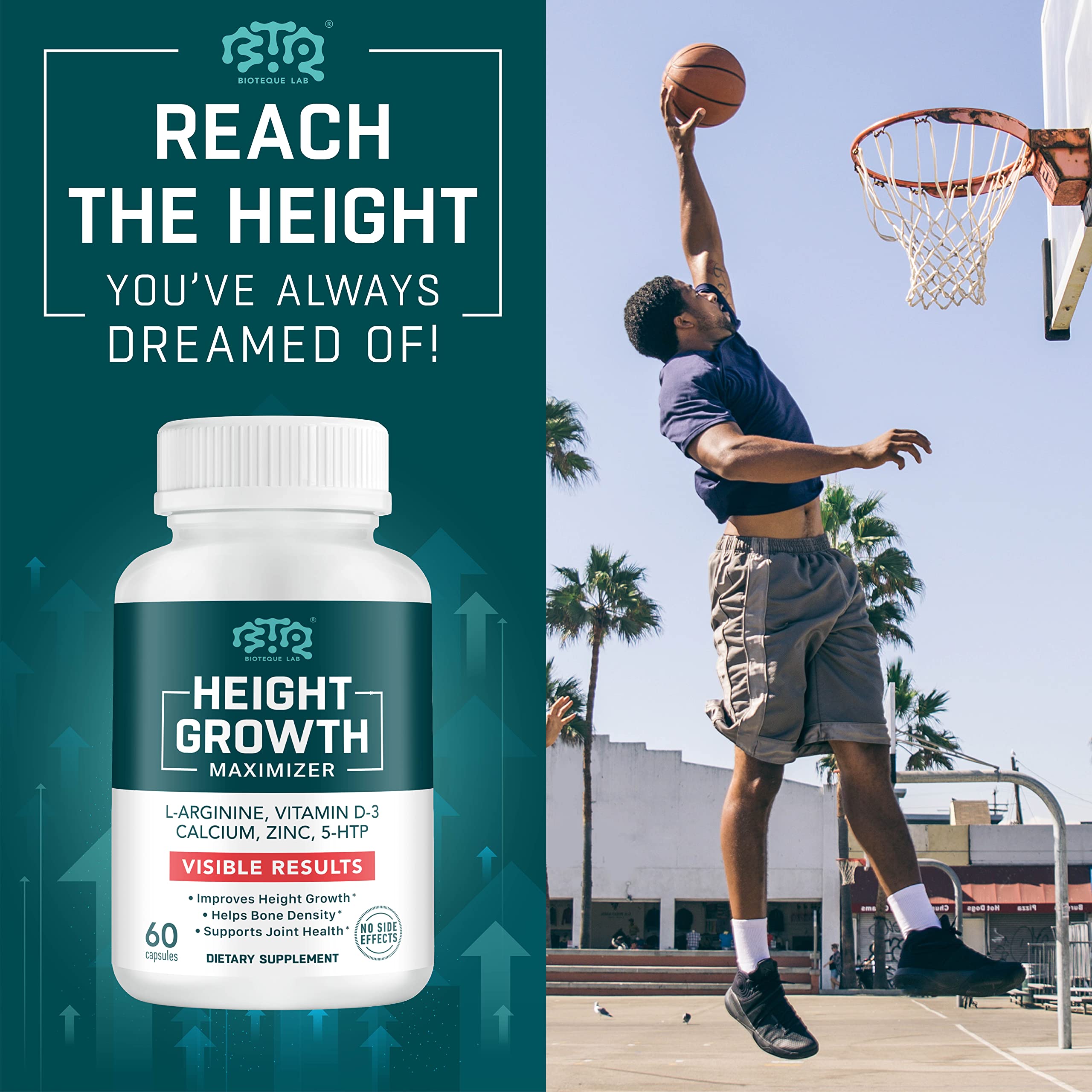 Biotequelab height pills shown for kids and teens during a daily routine.