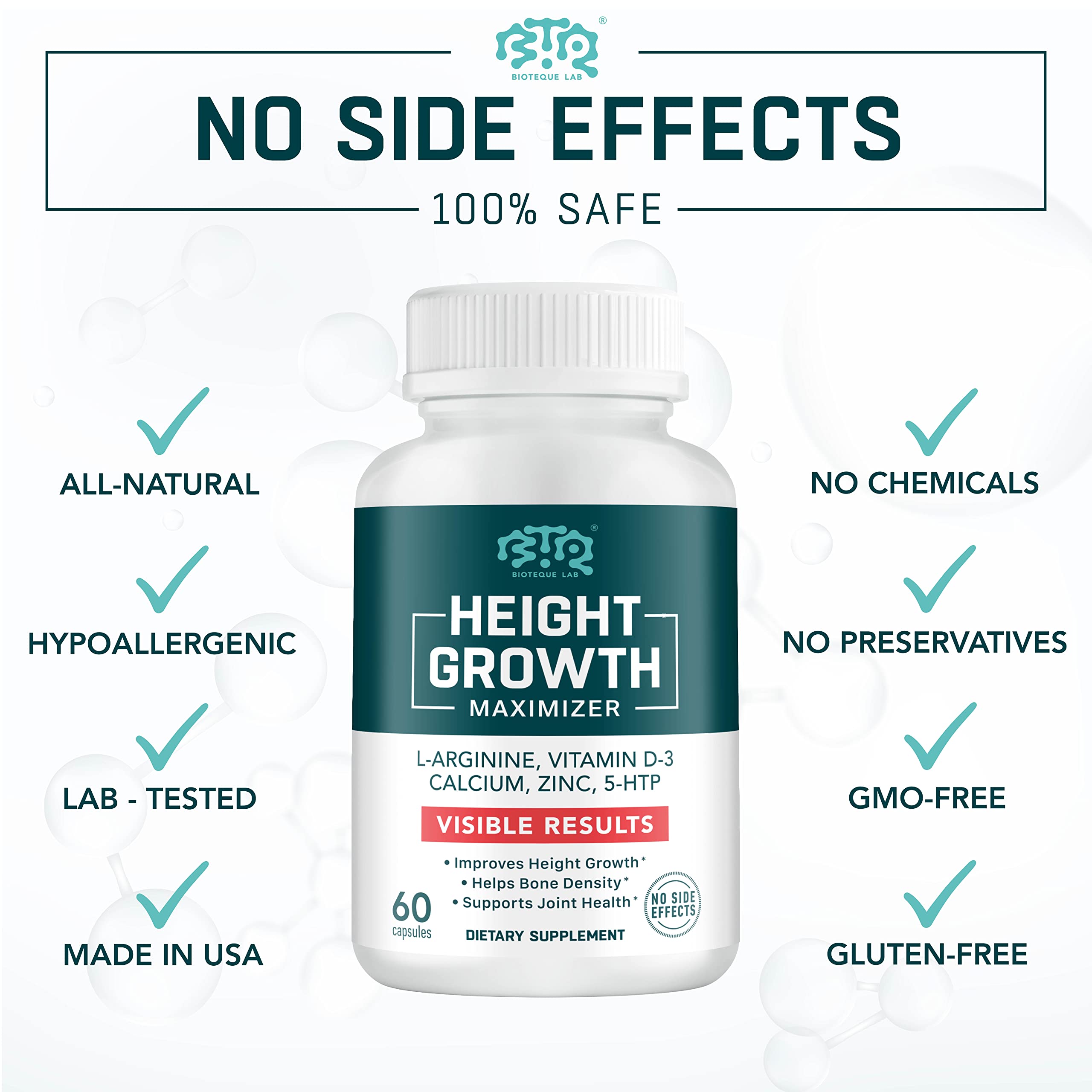 Biotequelab packaging emphasizes GMO-free and gluten-free attributes.