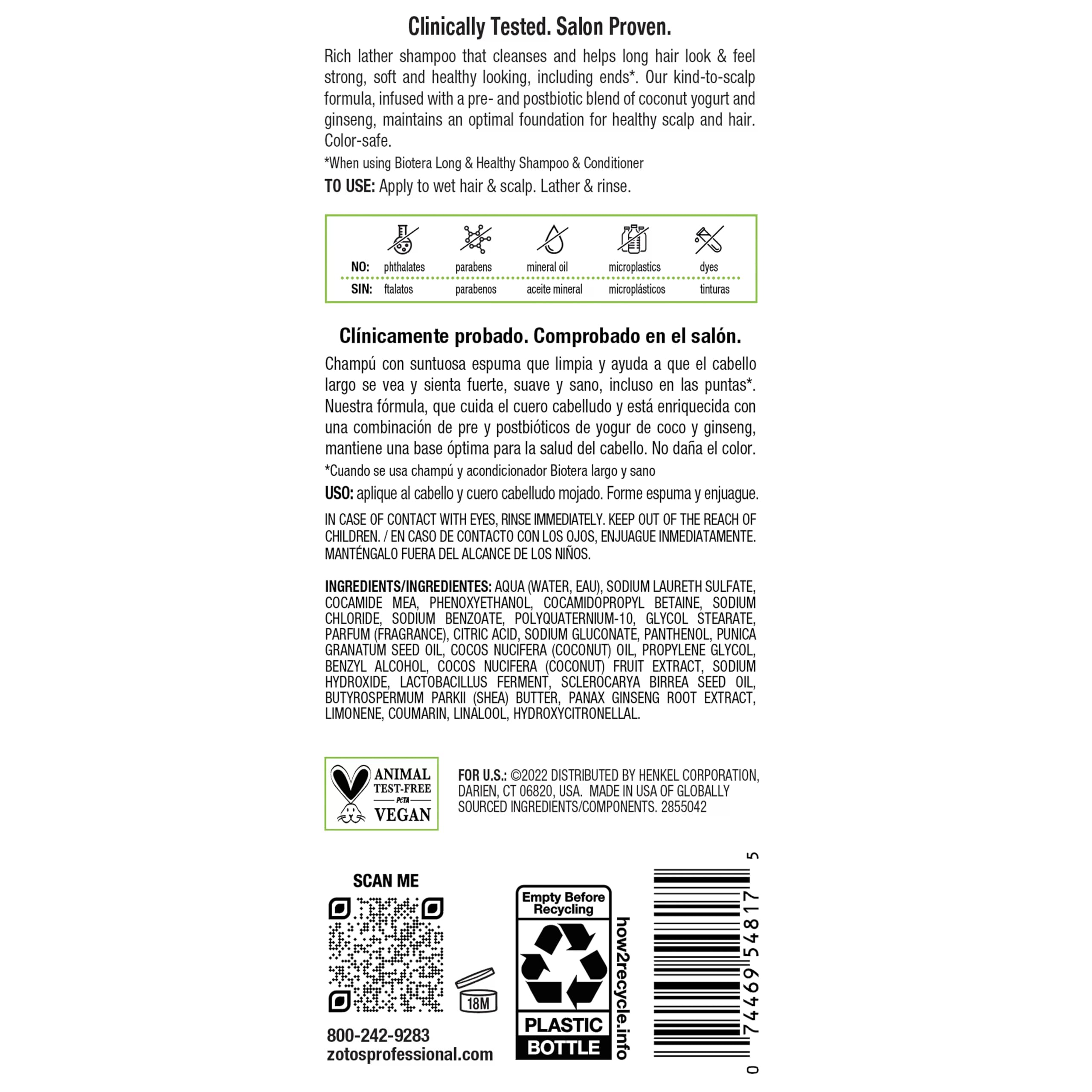 Biotera Long & Healthy Shampoo ends care visualization for healthier ends.
