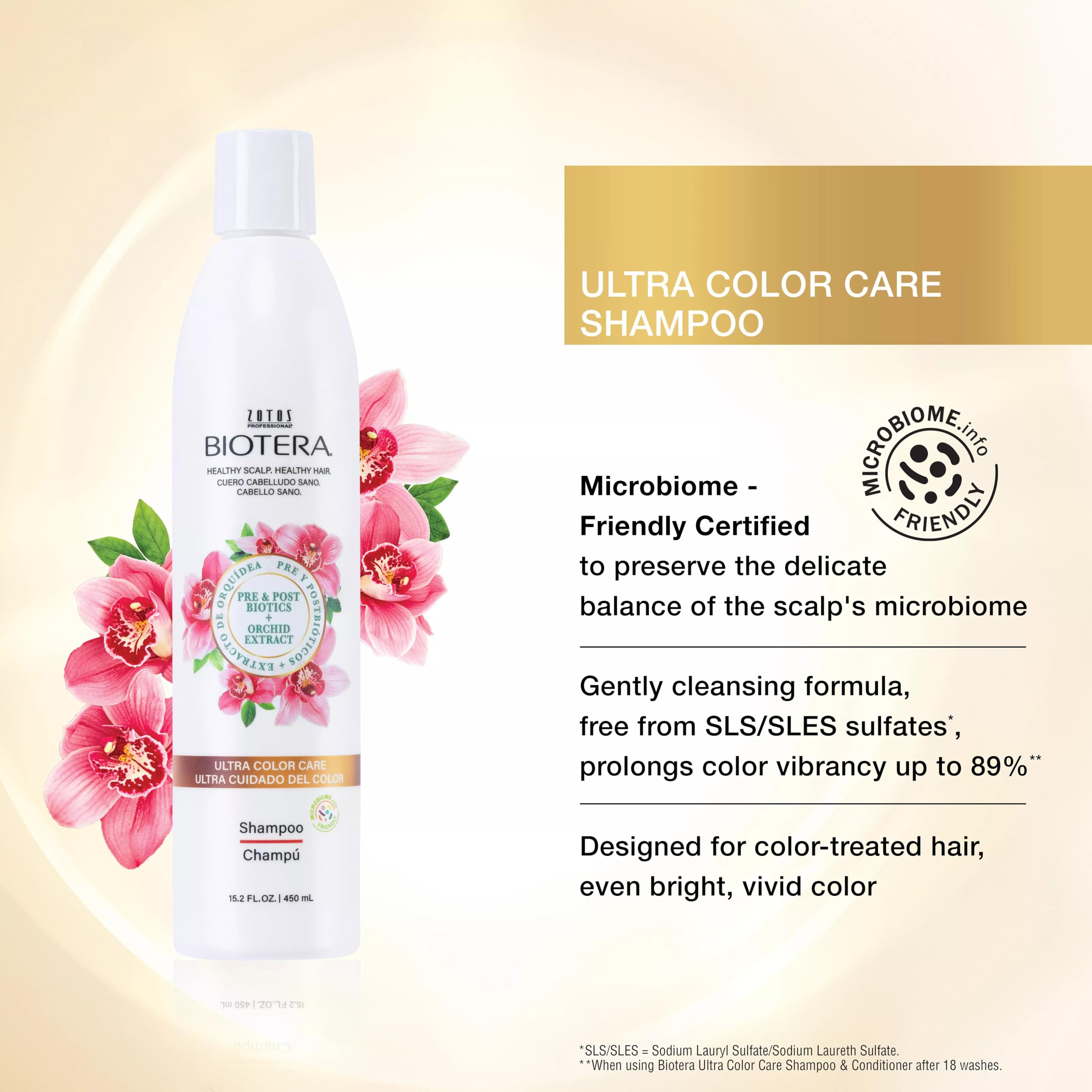 Biotera Ultra Color Care Shampoo label highlights vegan and animal-test-free formulation.