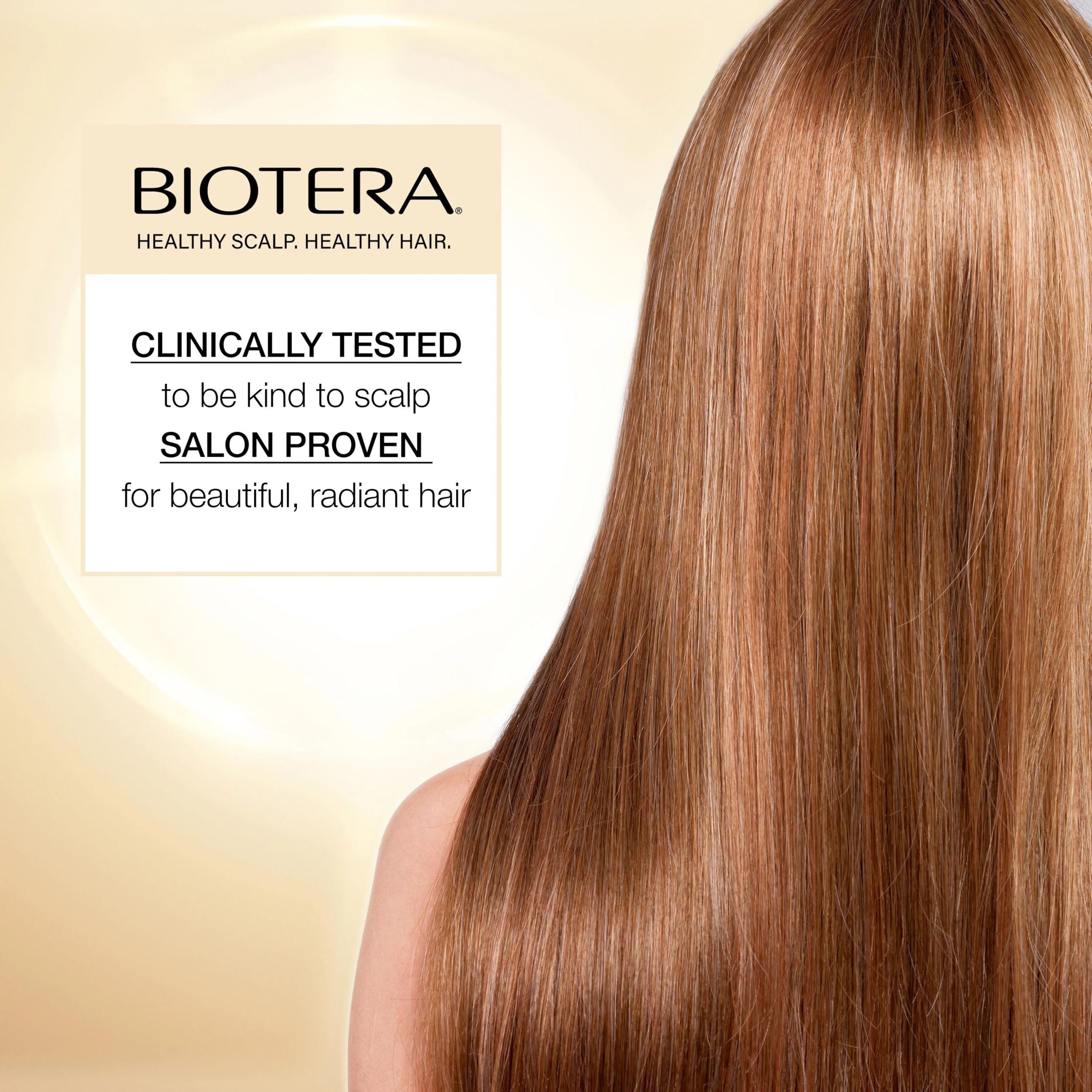 Biotera Ultra Color Care Shampoo close-up shows bright color results.
