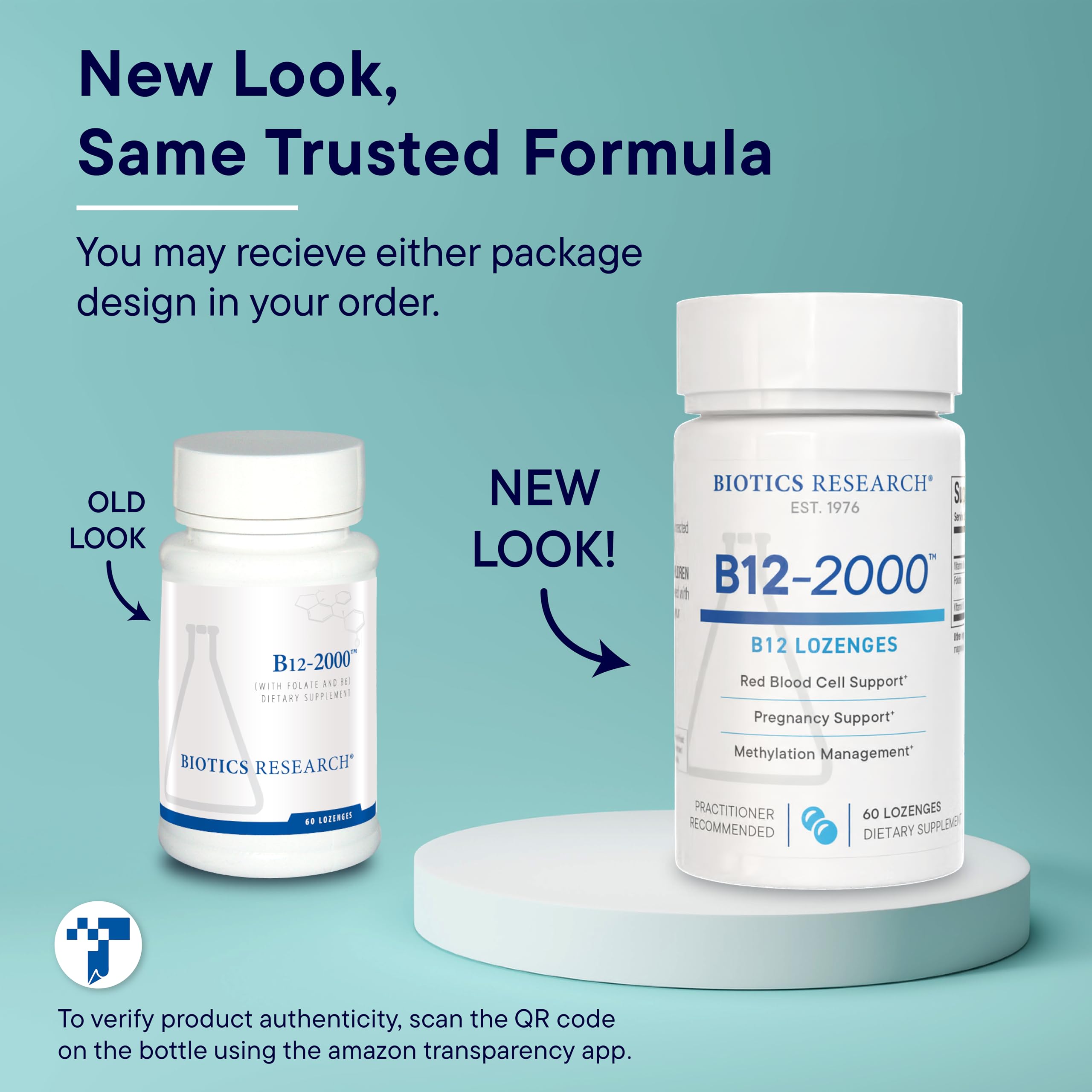 Biotics Research B12-2000 lozenge bottle with cap open for quick access
