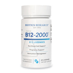 Biotics Research B12-2000 lozenge bottle for easy daily supplementation