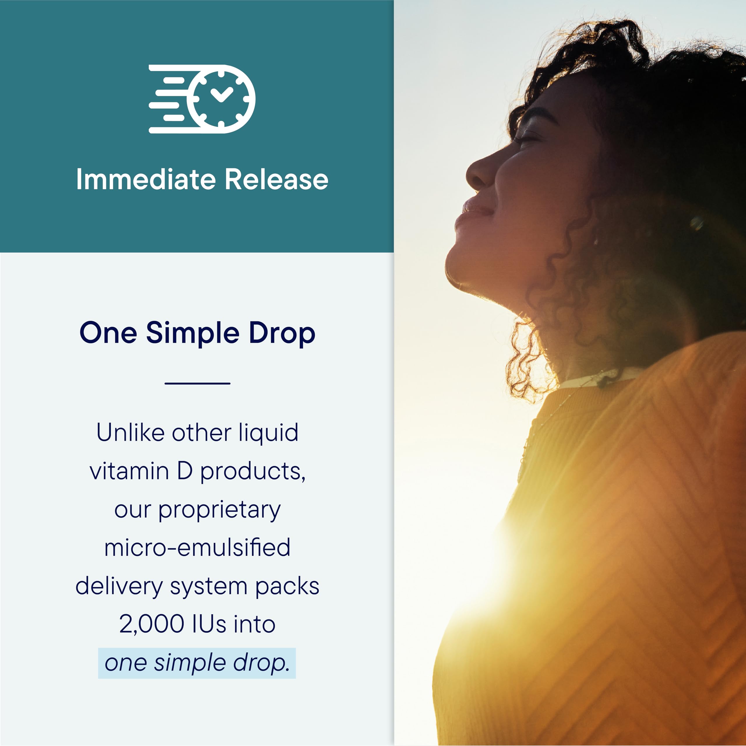 Dropper releasing liquid vitamin D into glass for morning routine