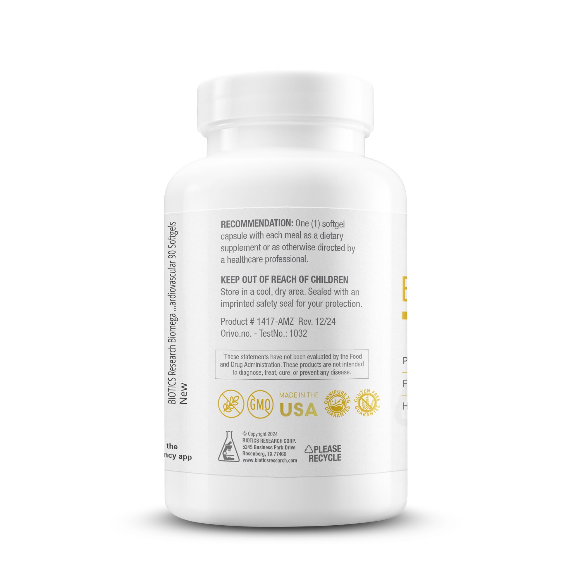 Biomega-1000 heart health emphasis with cardiovascular support symbol