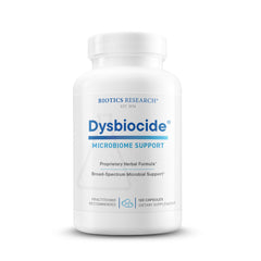 Biotics Research Dysbiocide capsules close-up supporting gut health