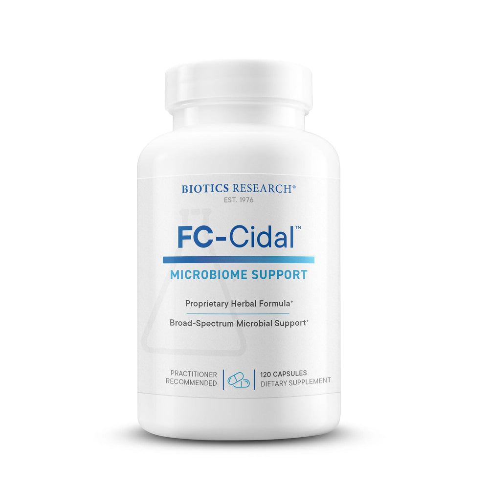 Biotics Research FC Cidal herbal blend capsule for daily gut support.