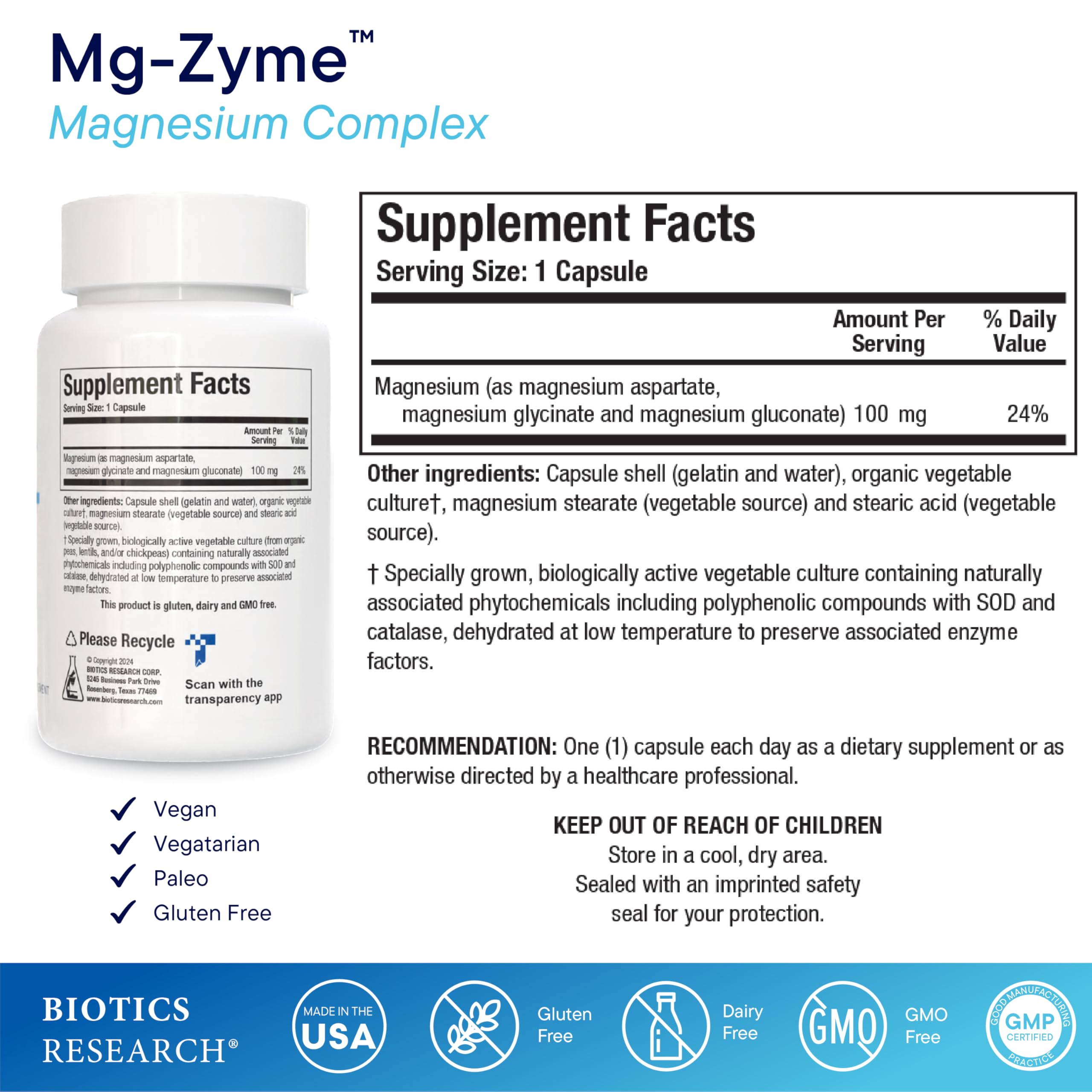 Mg-Zyme capsules close-up emphasizing relaxation and nervous system support