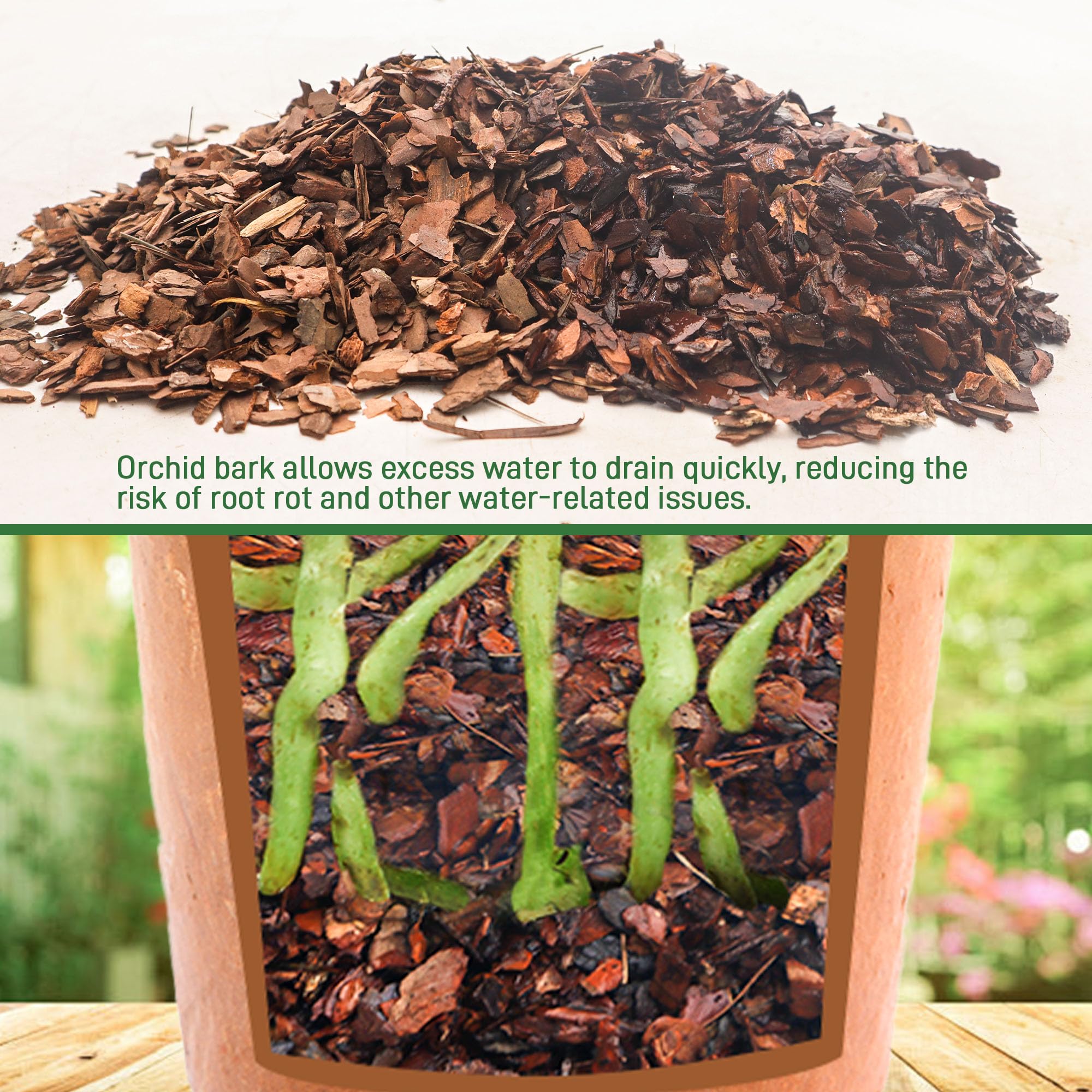 Biotolot mulch application scene showing natural pine bark layer
