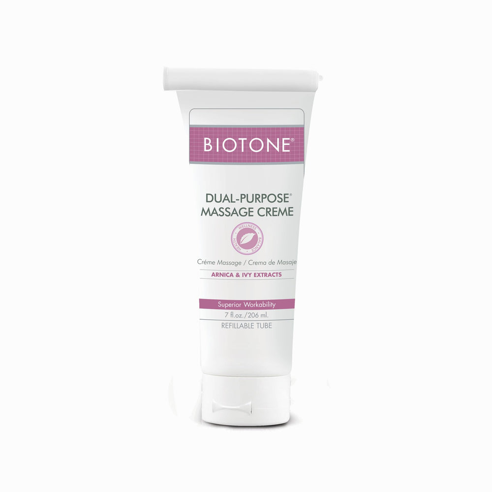 Biotone Arnica Extract Dual-Purpose Massage Cream bottle with smooth glide and versatile use