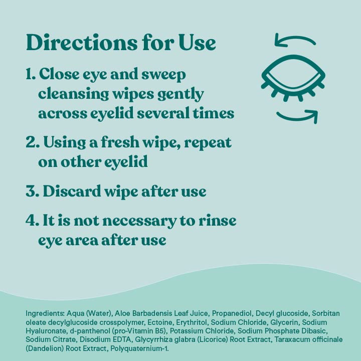 Biotrue ingredients highlight HA and soothing botanicals for eyelid care.