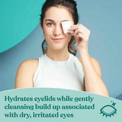 Biotrue hydrating wipes macro shot features hyaluronic acid and aloe benefits.