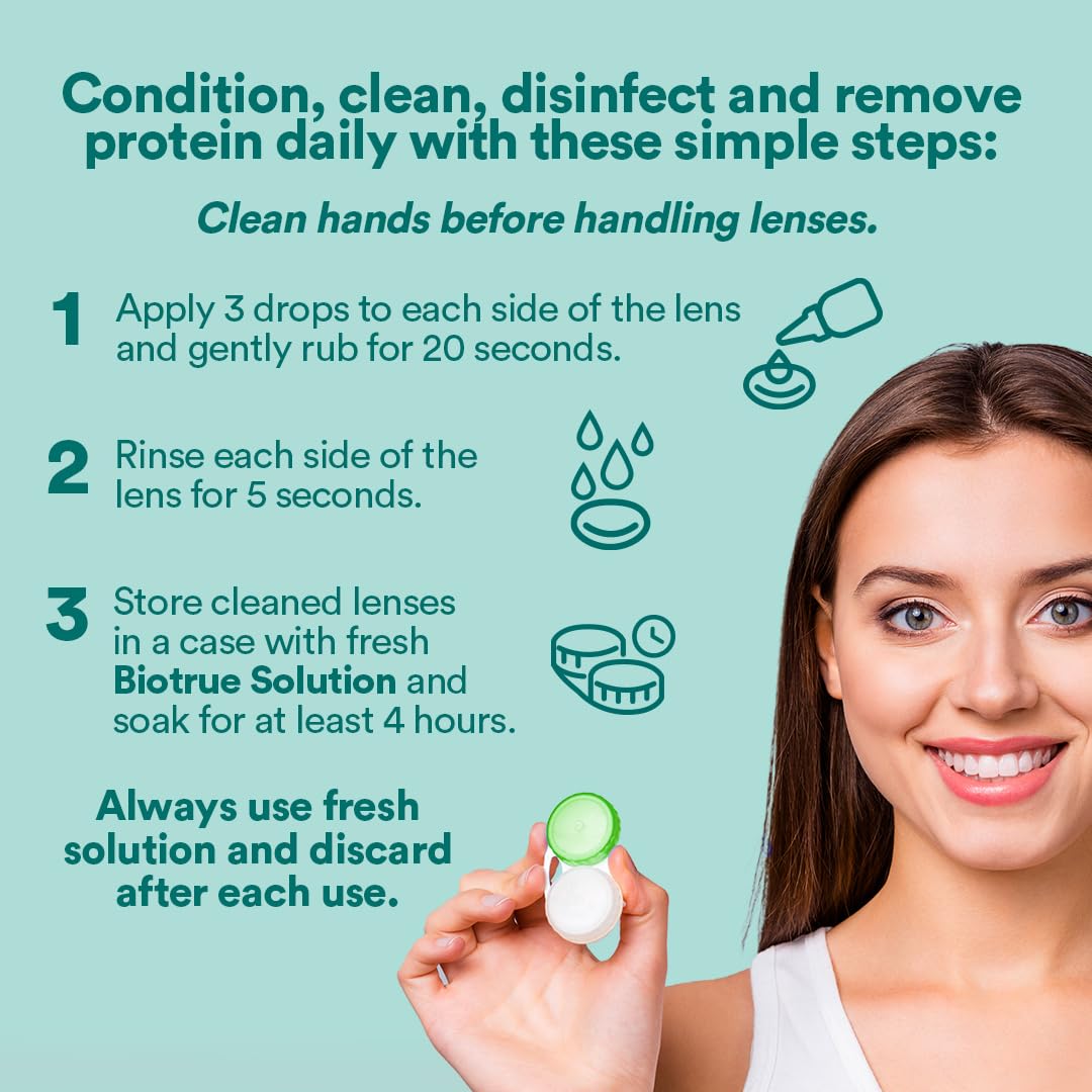 Biotrue removes dirt and protein for clearer lens wear.