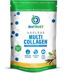 BioTrust Ageless Multi Collagen bottle pour for easy mixing into beverages