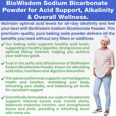 BioWisdom Pure Baking Soda Powder dissolves easily in drinks and recipes for neutral flavor.