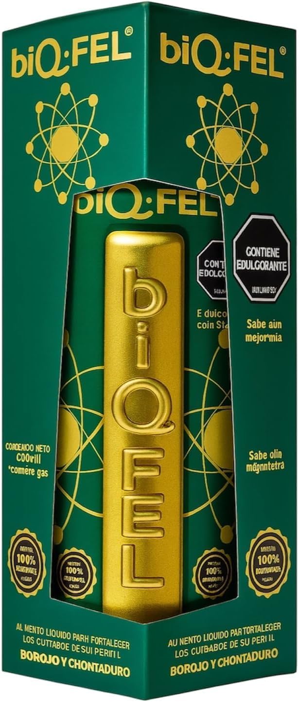 Close-up of BiQ-FEL bottle highlighting plant-based wellness for balance.