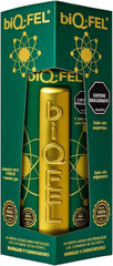 Close-up of BiQ-FEL bottle highlighting plant-based wellness for balance.