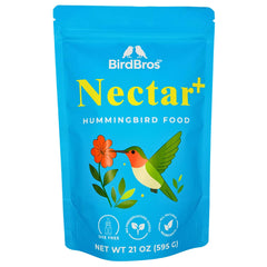 BirdBros hummingbird nectar powder packaging shown for easy refills