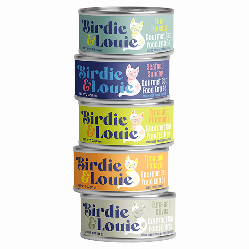 Birdie & Louie Tuna Tuesday can, wild tuna first ingredient for complete feline meals